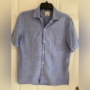 Murano Baird McNutt Linen Shirt Men's M Blue Button Up Slim Fit Classic Office
